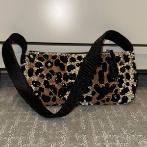 Leopard Print Beaded Women's Bag